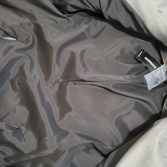 NWT Express Notch Collar Single Button Gray Black Fitted Blazer Size 2 - Picture 9 of 10